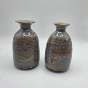 Vintage Rustic Studio Pottery Vases - Set of 2